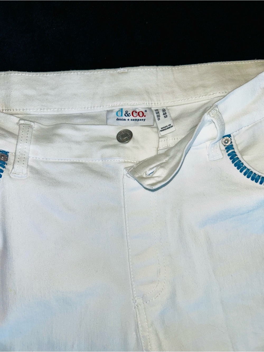 d&co White Women's Straight-Leg capri Jeans blue trim 16 - Picture 7 of 8